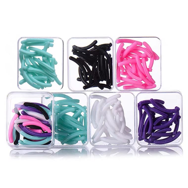 Eyelash Curler Refill Pads + 4 Mascara Lashes Brushes, 24 Pack Silicone Replacement Refills Eye Lash Rubber Curler Pads for Universal Eyelash Curler with a Clear Storage Box (Pads & Brushes)