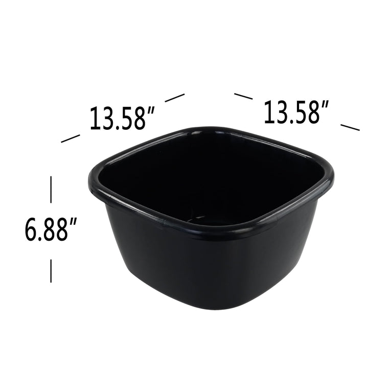 2-Pack Large Plastic Square Wash Basin, Black Dish Pan (18 Quart)