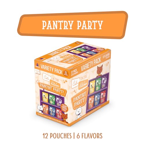 Cats in the Kitchen, Pantry Party Pouch Variety Pack in Gravy Cat Food, 3oz Pouch (Pack of 12)