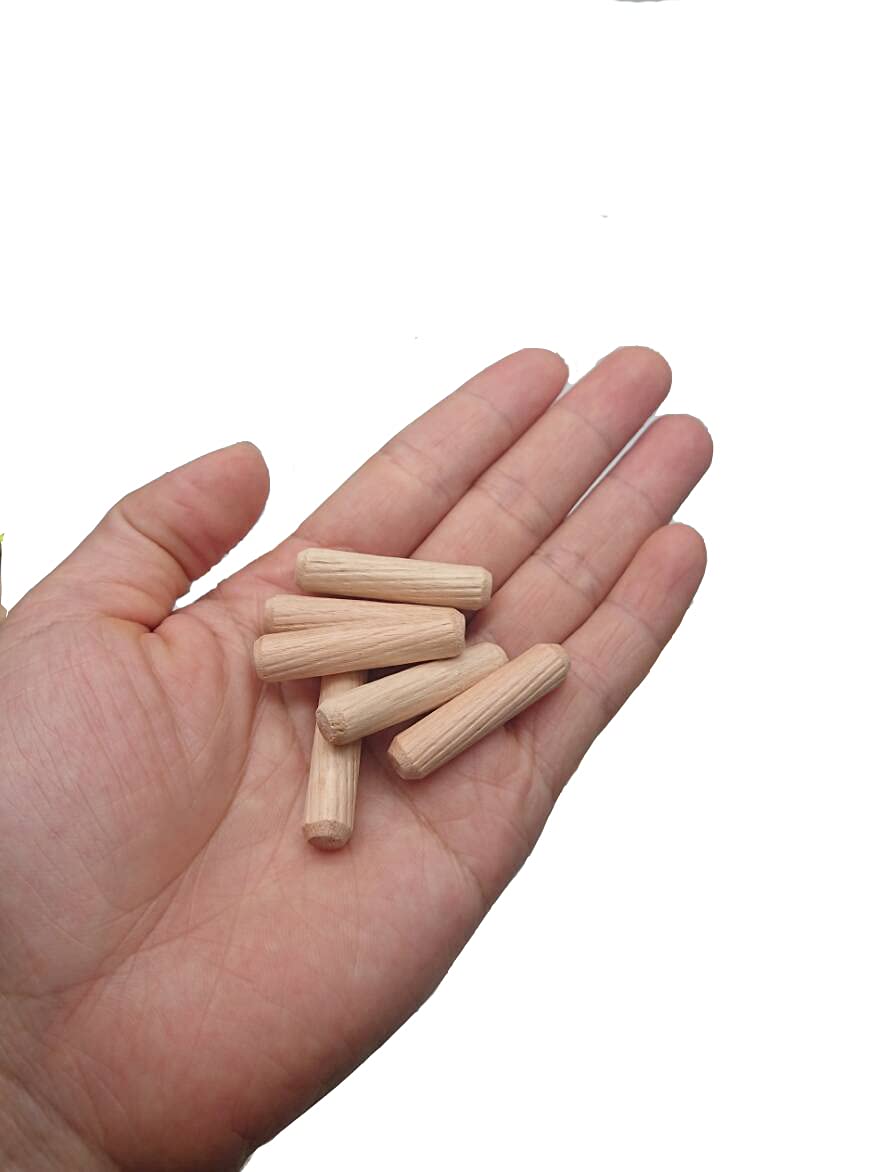 Wooden Dowel Pins 6mm x 40mm Fluted Wood Dowels Rods, Approx 1/4 x 1.6 inch, Made of Hardwood, 200 Pcs