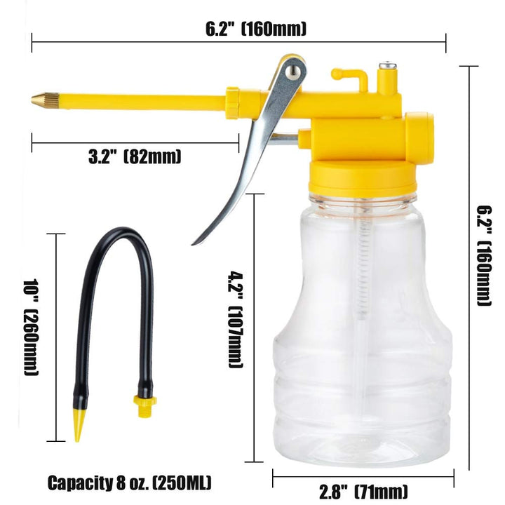 Oil Can Transparent High Pressure Oiler Lubrication Oil Can Bottle Oiling Gun with Rigid & Flex Spout Thumb Pump Tool Oiler