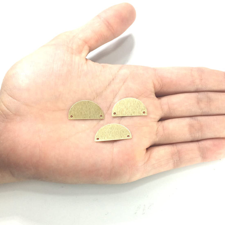 50pcs Brushed Raw Brass 21mm Half Round Semicircle Connector Link 2-Hole Geometric Component Earring Findings No Plated/Coated for Jewelry Craft Making CF-A9