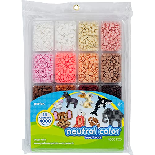Beads Neutral Colors Fuse Beads and Storage Tray For Kids Crafts, Small, 4000 pcs
