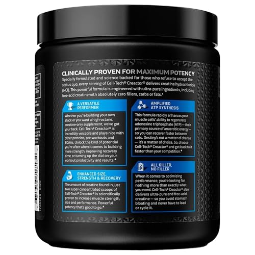 Cell-Tech Creactor - Creatine HCl Formula - Muscle Builder for Men & Women - Creatine HCl + Free-Acid Creatine Supplements - Fruit Punch Extreme, 120 Servings