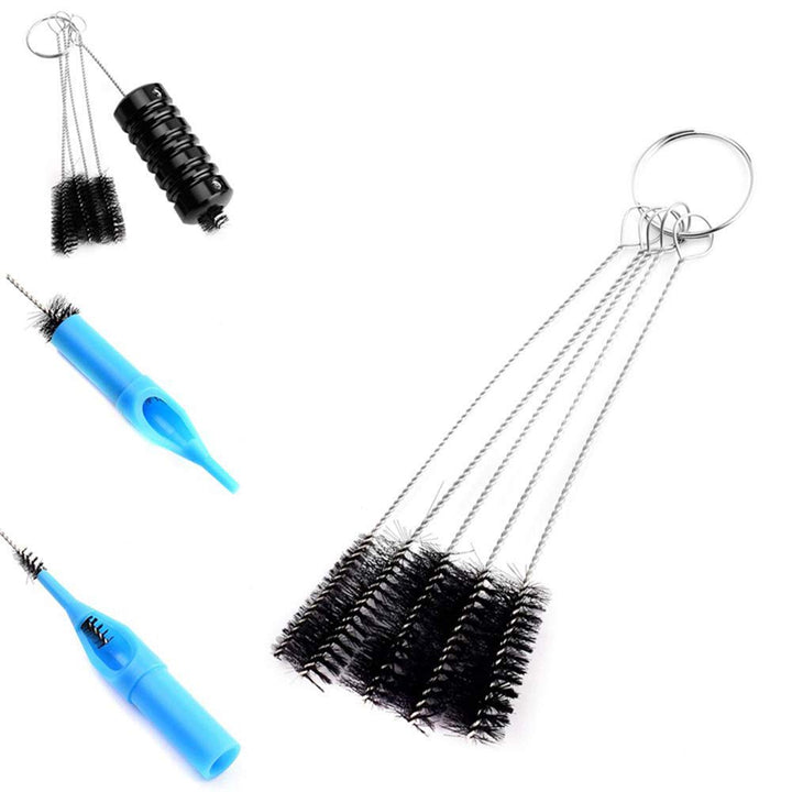 5 Pcs/set Miniature Brush Tattoo Nozzle Cleaning Brush Stainless Steel Spray Gun Brush Tattoo Cleaning Brush Accessories