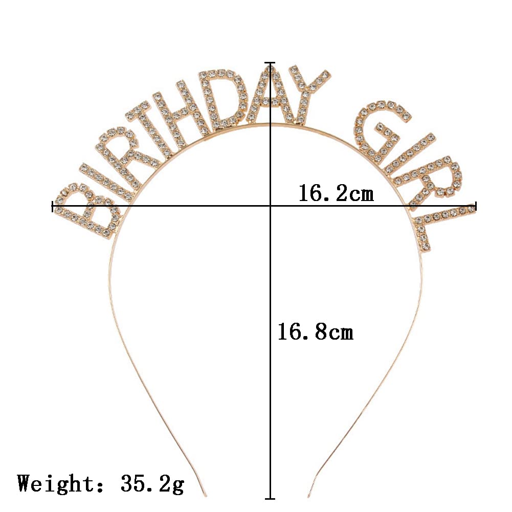 Happy Birthday Girl Headband Gold Headpiece Birthday Crown for Women Girls Birthday Tiara Headbands for Daughter BFF Birthday Hair Band Accessories for Women Girls Head Band