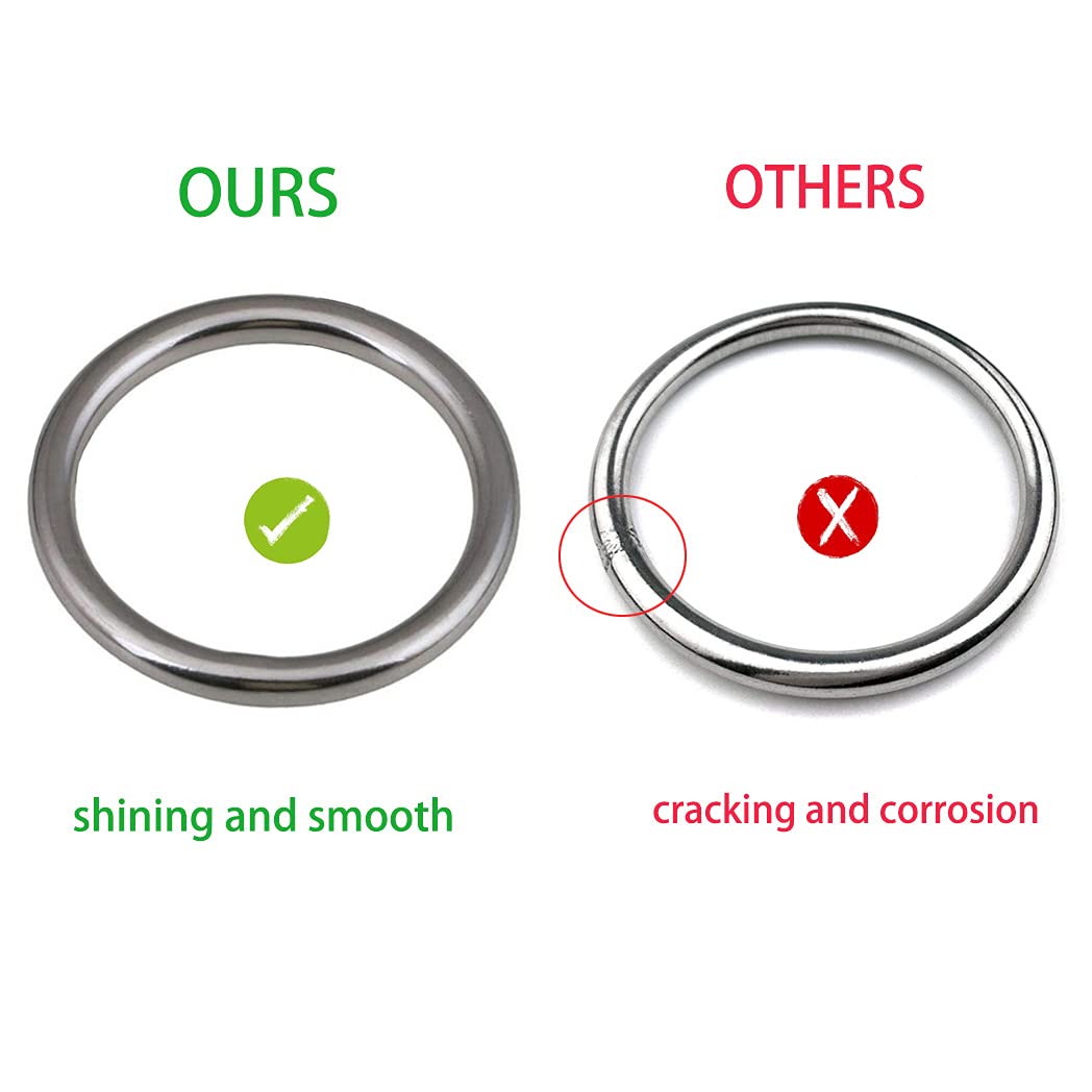 3 Metal O-Ring, 2 Pack 304 Seamless Welding Stainless Steel Rings Heavy Duty Smooth Solid Multi-Purpose Big Ring for for Crafts, 8mm x 60mm