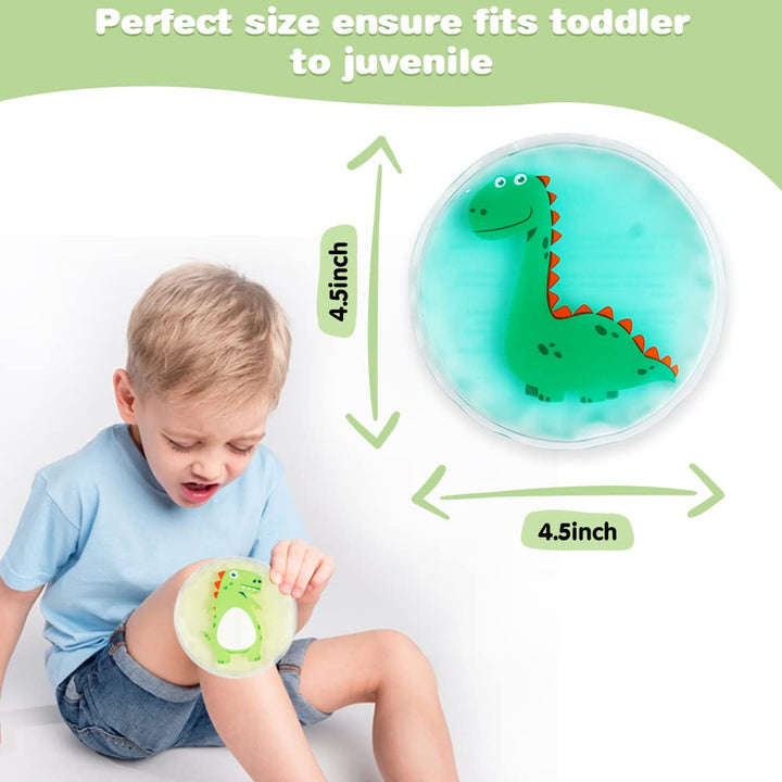 Kids Ice Packs for Boo Boos, 3 Toddler Ice Pack with Strap Nylon Fabric Boo Boo Ice Packs for Kids Injuries Reusable, Dinosaur Ice Pack for Children Pain Relief, Swelling, Bruise, Fever-4.7
