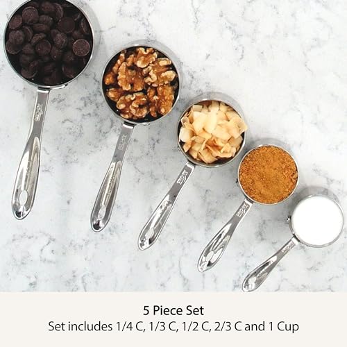 Kitchen Accessories Stainless Steel Measuring Cup Set 5 Piece Cookware, Pots and Pans, Dishwasher Safe Silver
