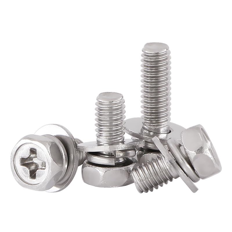 6-Pack Motorcycle Battery Terminal M6 x16mm Bolt Square Nut Kit Stainless Steel 304, ATV Battery Terminal Bolts, Stainless Steel M6 Bolts for Motorcycle, Boat, E-Bike, Electric forklifts