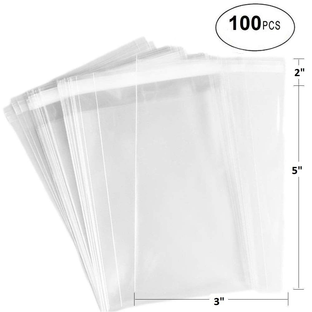 200 Pcs 3x5 Clear Resealable Reusable Cellophane/Cello Cookie, Candy, Favor Bags