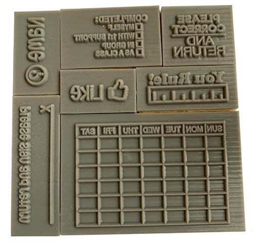 Wood Stamp Set for Teachers - SPED, General Education, Homework, Grading, and More! Calendar and Other Useful Stamps (7 Piece) - Classroom - School -Students