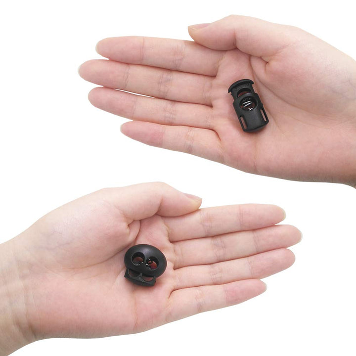 20 PCS Plastic Cord Locks & Elastic Bungee Nylon Shock Cord 5/32 50 ft Lengths, 10 PCS Sing-Hole, 10 PCS Double-Hole (Black) End Spring Toggle Stopper Slider with Crafting Stretch String