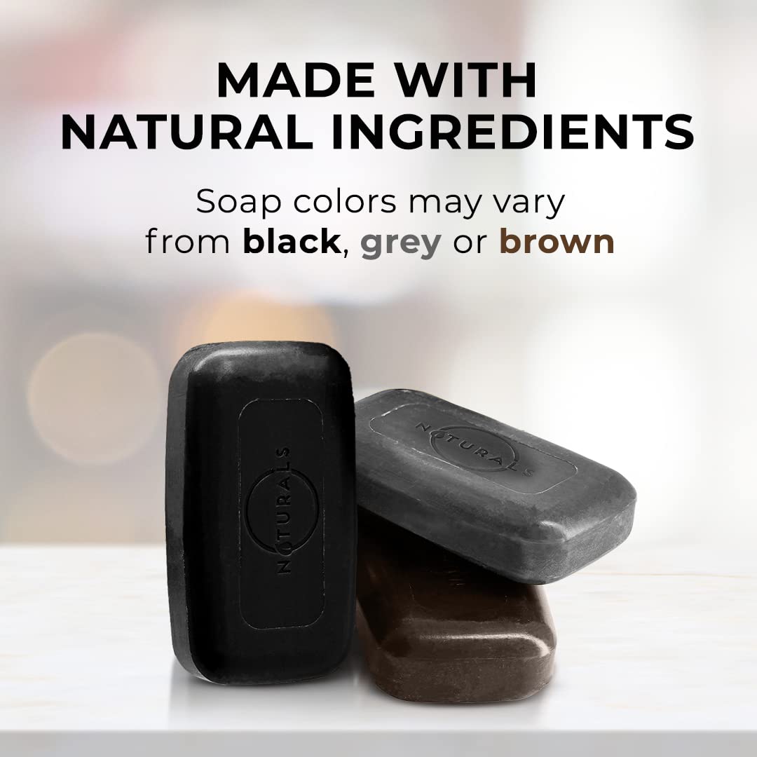 Organic African Black Soap Bar 3PC - Rich in African Shea Butter - Helps Acne Prone Skin - Natural Body Wash & Face Wash - Black African Soap - Natural Black Soap Bar for Women & Men