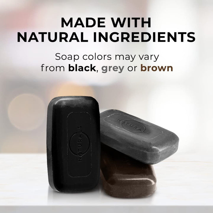 Organic African Black Soap Bar 3PC - Rich in African Shea Butter - Helps Acne Prone Skin - Natural Body Wash & Face Wash - Black African Soap - Natural Black Soap Bar for Women & Men