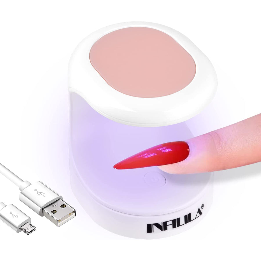 Mini UV Light for Gel Nails, Portable Mini Nail Lamp, 180°Opening Design USB Nail Dryer UV LED Nail Lamp Curing All Gels 16W Quick-Drying UV Nail Lamp for Single Finger (Pink)