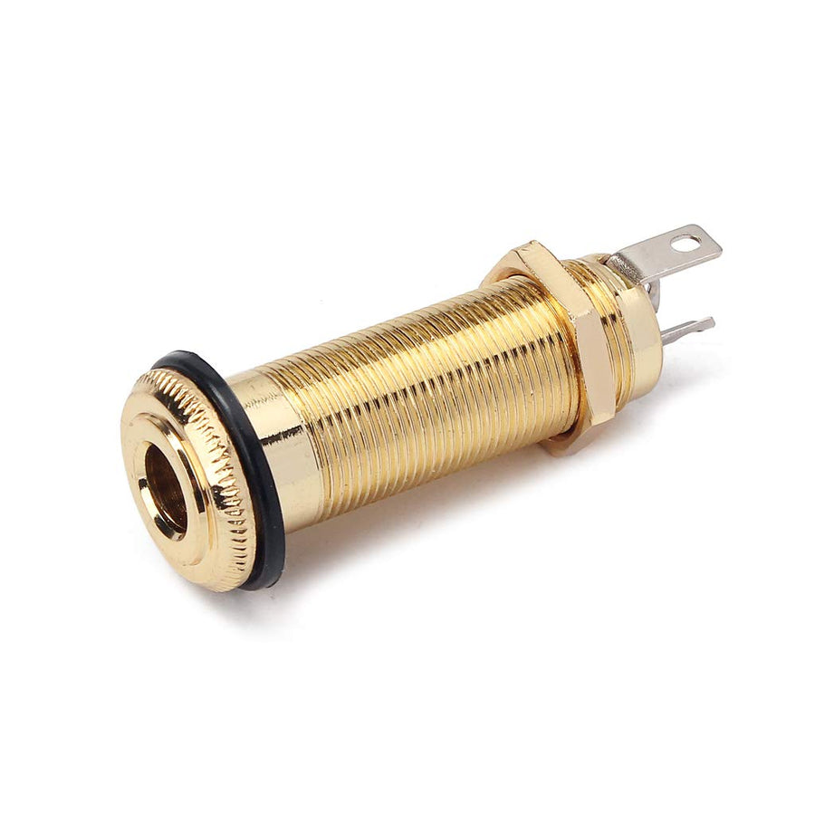 Stereo Copper Guitar Bass Barrel Jack Cylinder Input/Output Jacks 4 Pins Gold