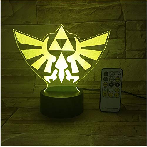The Legend of Zelda Triangle 3D USB Led Night Light 7Colors Illusion Lamp Touch Or Remote Control Kids Living Bedroom Desk Lamp