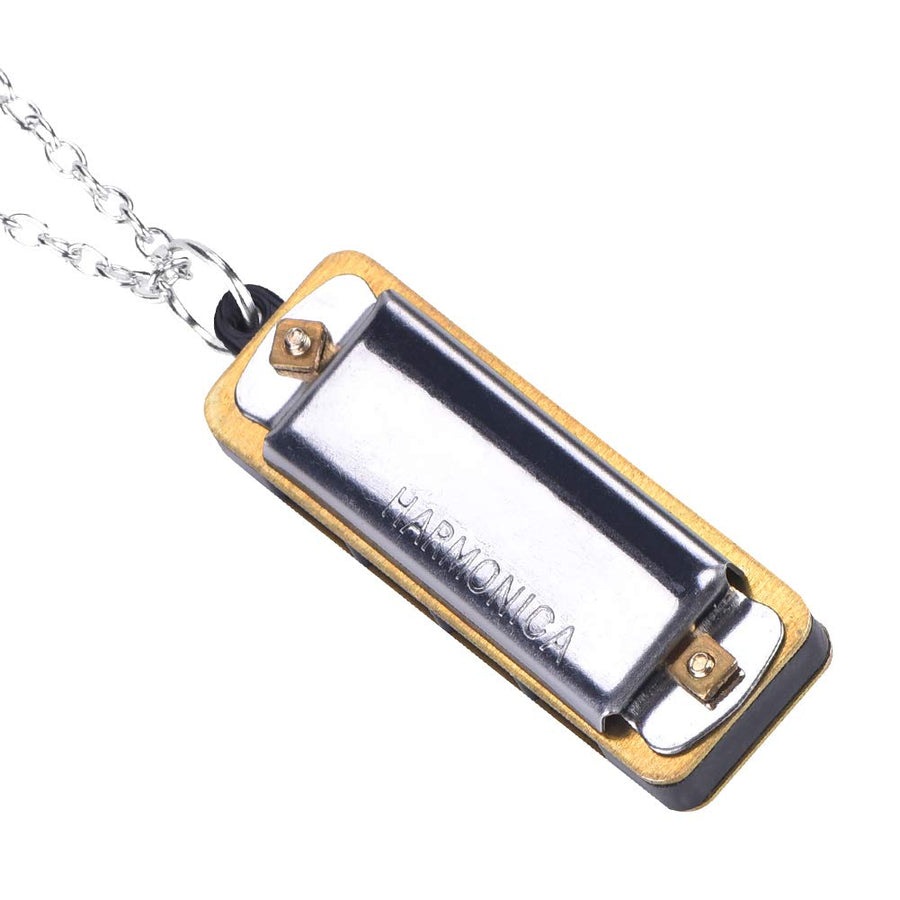 Harmonica Necklace, Portable Mini Harmonica Musical Necklace Toy Working Musical Instrument(Silver) Keychain Harmonica Harmonica Necklace Harmonica Necklace
