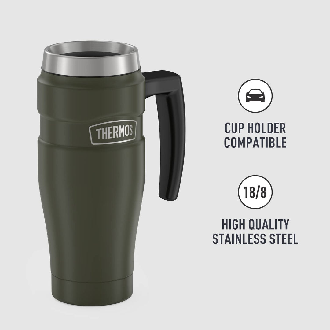Stainless King Vacuum-Insulated Travel Mug, 16 Ounce, Army Green