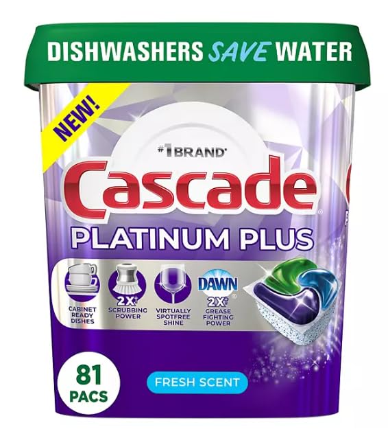 Cascade Platinum Dishwasher Detergent Powder 92 Fresh Scent ActionPacs Net Wt 51.2 Ounce
