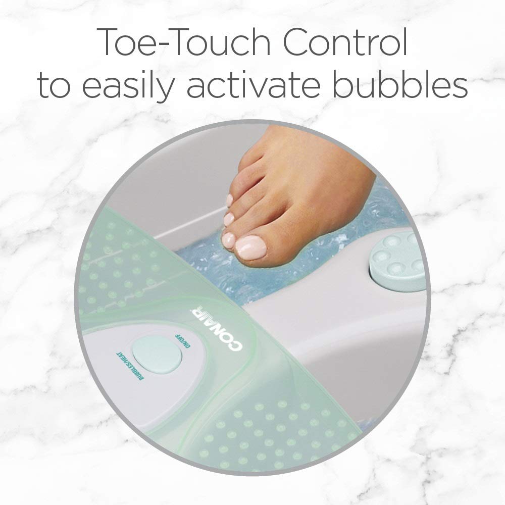 Soothing Pedicure Foot Spa Bath with Bubbles, Deep Basin Relaxing Foot Bath with Jets, Seafoam/White
