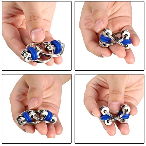 Fidget Toy Flippy Chain Stress Anxiety Relief Chain ADHD and ADD, Anxiety Relief Bike Chain Toys for Adults and Teens (3 PACK)