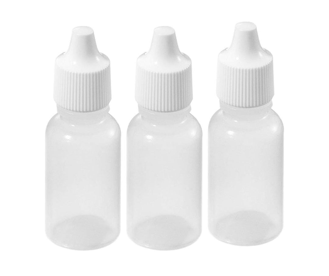 15Ml/0.5Oz: 50Pcs 15Ml 0.5Oz Transparent Empty Plastic Dropping Bottles with White Screw Cap Eyedrop Storage Holder Portable Refillable Squeezable Container Cosmetic Makeup Tools