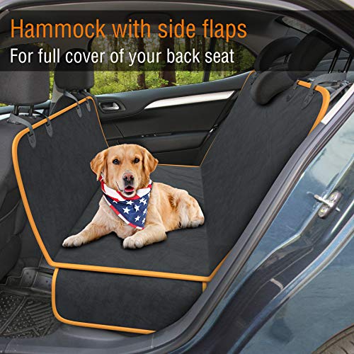 Dog Car Seat Cover Car Seat Protector- Dog Seat Cover for Back Seat of SUVs, Trucks, Cars - Waterproof & Convertible Dog Hammock for Car Backseat - Dog Travel Accessories- Orange