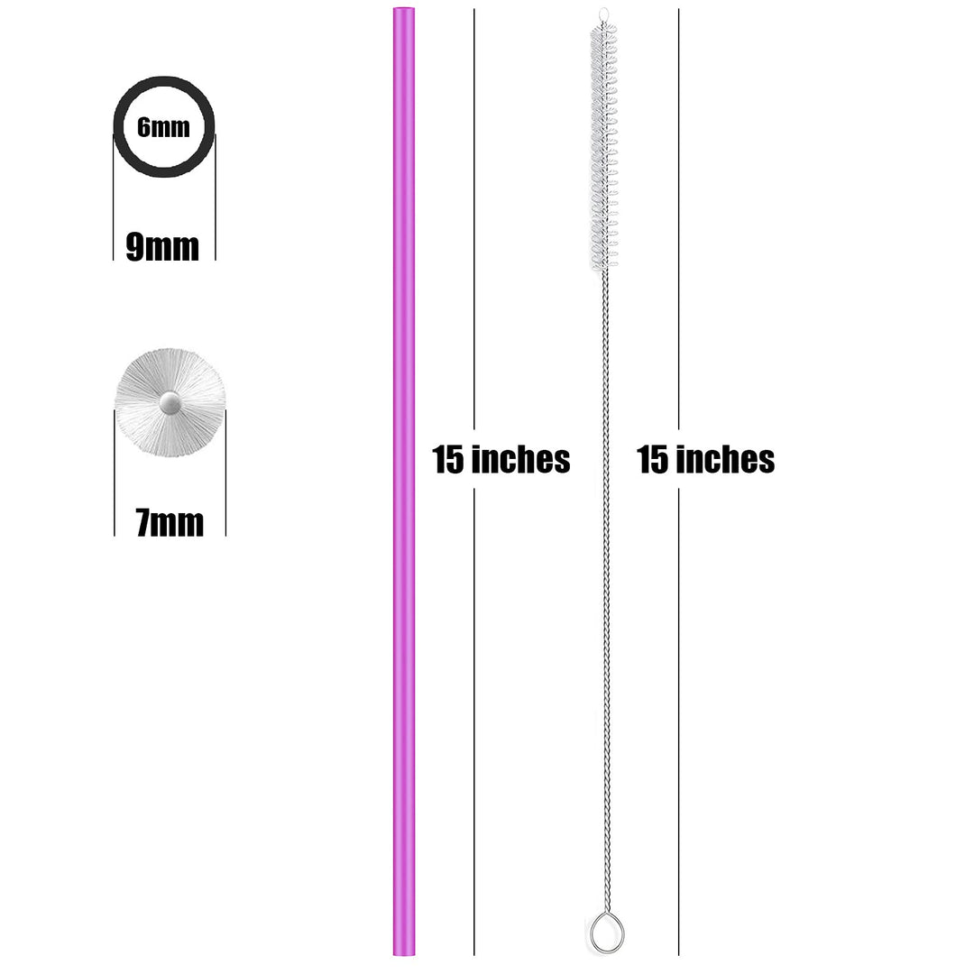 15 inch Extra Long Reusable Silicone Straws, 4-Pack Flexible Straws for Stanley 40 oz Tumbler, 1 Gallon Water Bottles, 128 64 30 oz Jug Cup with Cleaning Brush