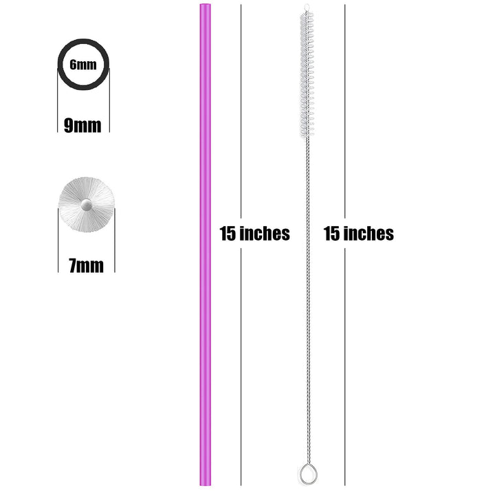 15 inch Extra Long Reusable Silicone Straws, 4-Pack Flexible Straws for Stanley 40 oz Tumbler, 1 Gallon Water Bottles, 128 64 30 oz Jug Cup with Cleaning Brush