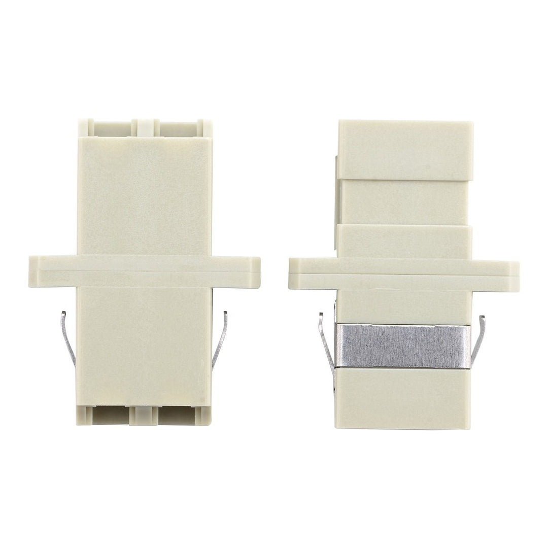 LC Fiber Optic Adapter - LC to LC Duplex Multimode Coupler - 5 Pack - Beige