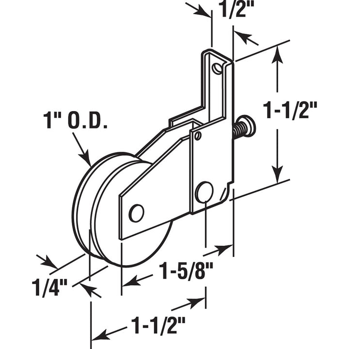 Products B 605 Screen Door Roller Assembly with 1-Inch Nylon Ball Bearing Wheel,(Pack of 2)