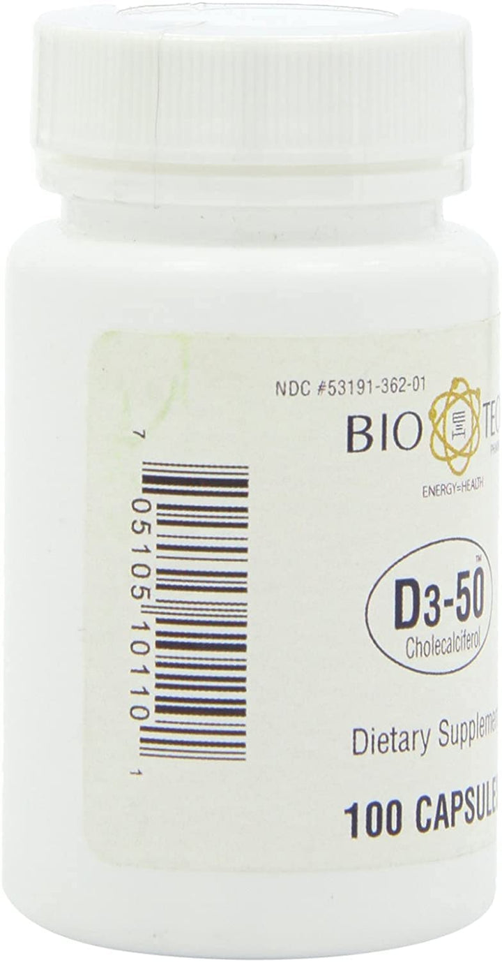 D3-50 50,000 IU, 100 Capsules Ð All-Natural Supplement Ð Supports Bone, Heart Neuromuscular, & Immune Health Ð No Dairy, Fish, Gluten, Peanut, Shellfish, & Soy
