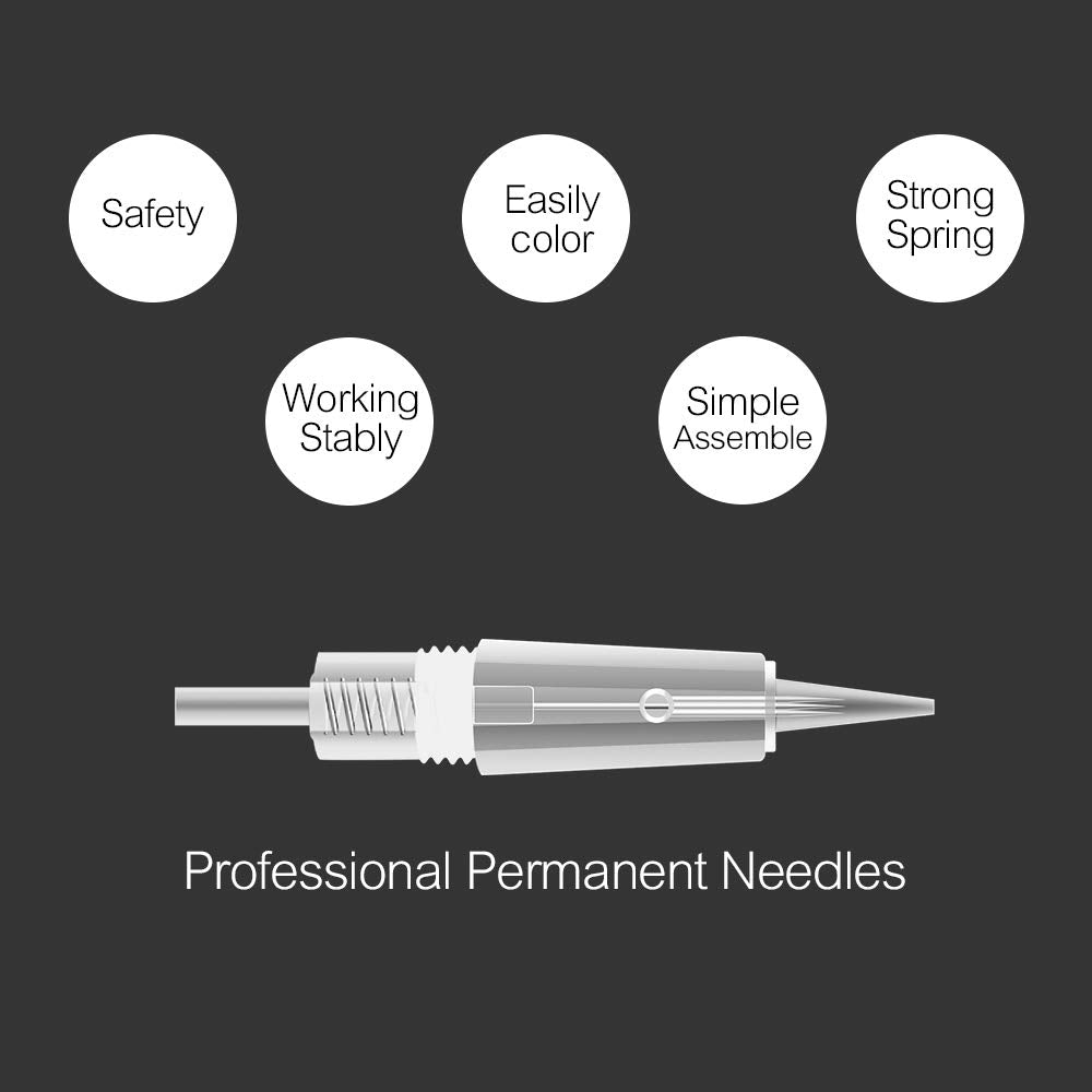 Permanent Needles Makeup Eyebrow Needles Makeup Tattoo Needles 5F Permanent Pen Makeup Needle Cartridge for Eyeliner 10 Pcs/Set(EN51-5F)