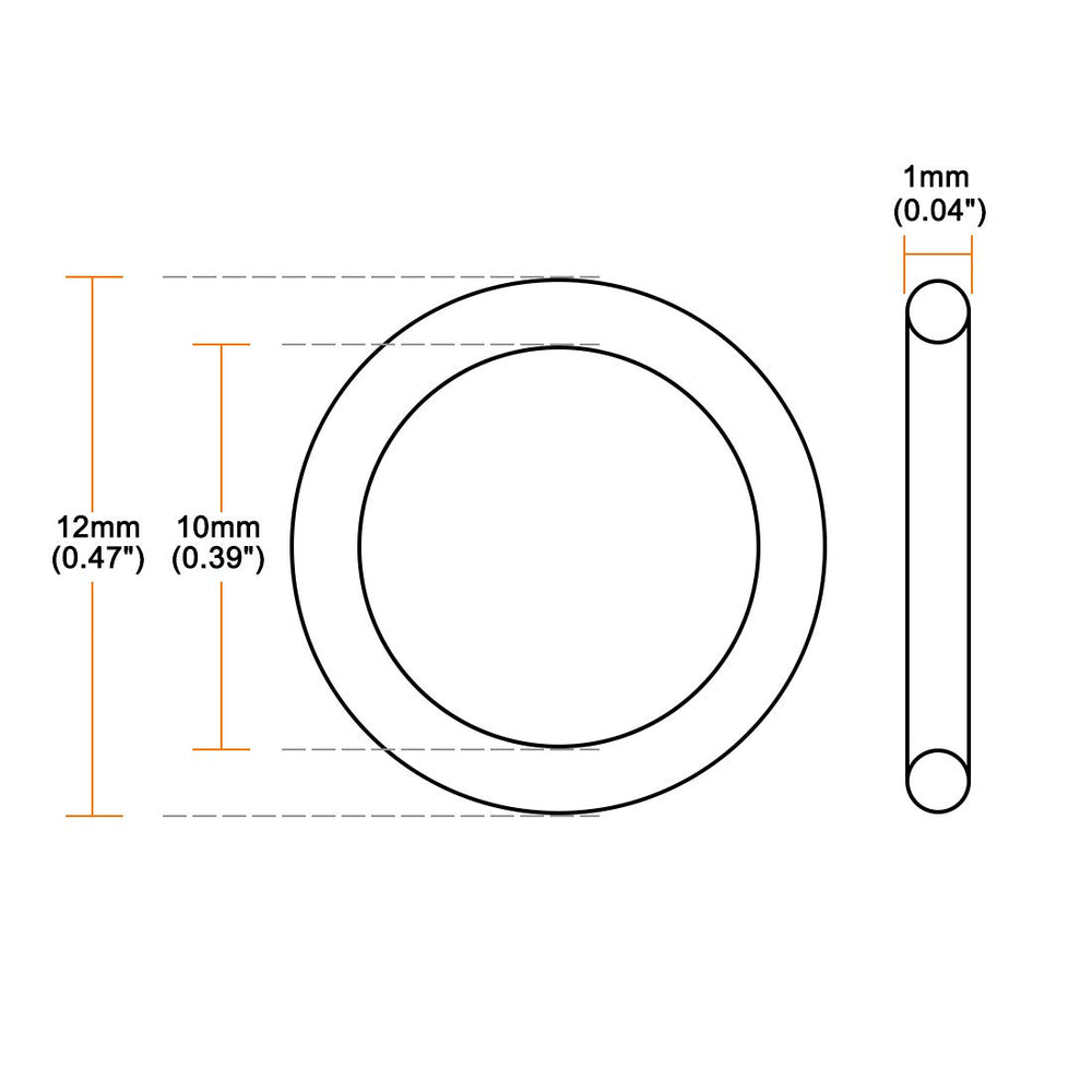 Silicone O-Ring, 12mm OD, 10mm ID, 1mm Width, VMQ Seal Rings Gasket, Red, Pack of 30