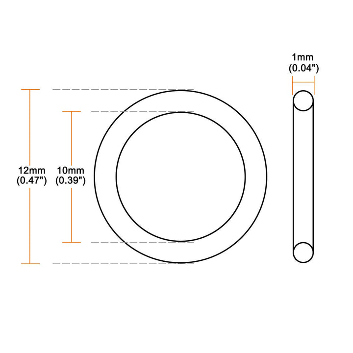 Silicone O-Ring, 12mm OD, 10mm ID, 1mm Width, VMQ Seal Rings Gasket, Red, Pack of 30