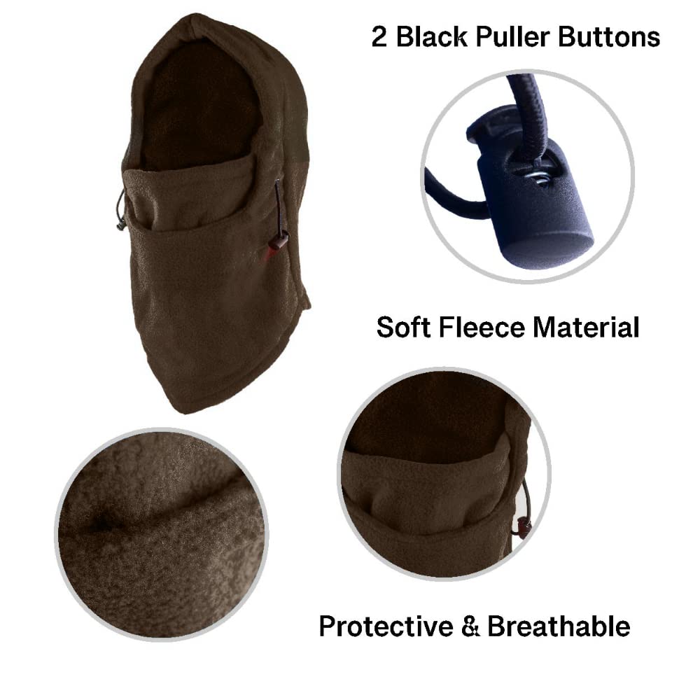 Fleece Windproof Ski Face Mask Balaclavas Hood (Brown),One Size