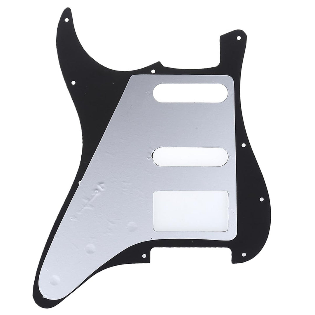 Pro 11-Hole Modern Style Strat HSS Pickguard for American Stratocaster Guitar, 3Ply Black