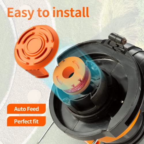 10 Pack WA0010 Trimmer Line Compatible with Worx Weed Eater, 0.065 Autofeed Replacement Trimmer Spool for Worx String Trimmer(8 Line Spools + 2 Caps)