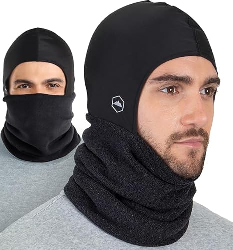 Winter Neck Warmer Ski Mask for Men & Women, Winter Face Mask for Cold Weather, Motorcycle Helmet Liner - Black | Balaclava Style