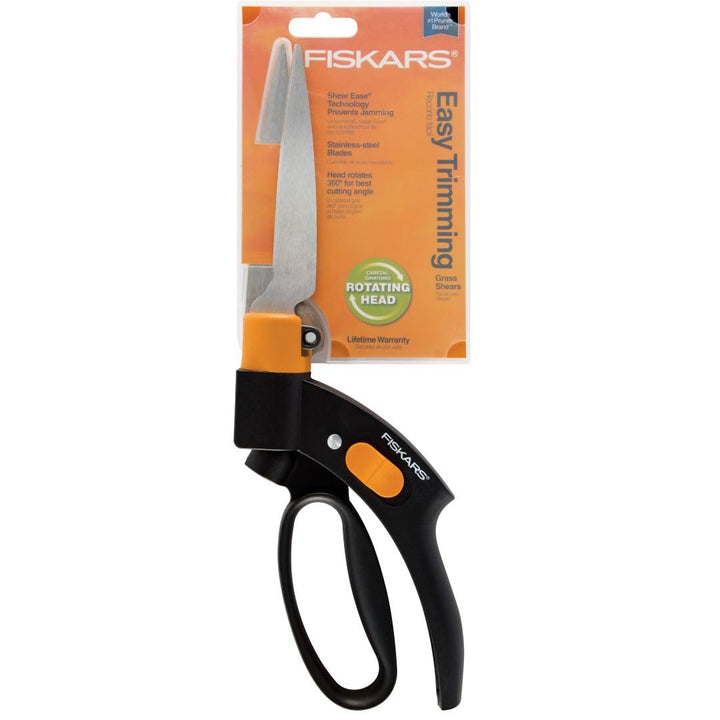 Shear Ease Grass Shears - 5 Stainless Steel Blades - 360-Degree Swivel Blade Plant Cutting Scissors - Garden Shears and Grass Cutter, Black