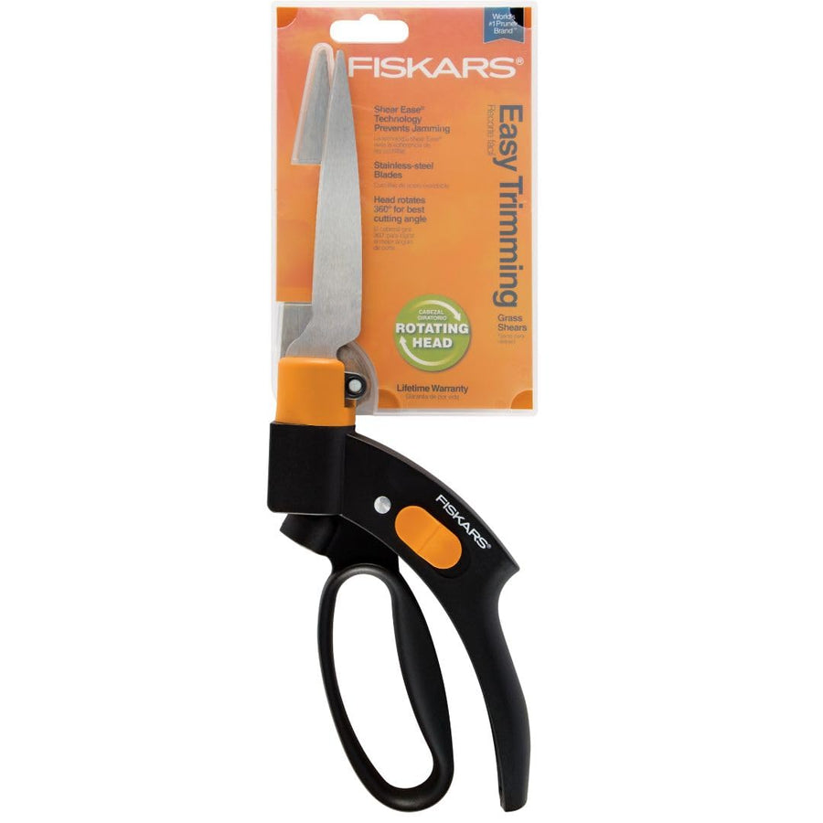 Shear Ease Grass Shears - 5 Stainless Steel Blades - 360-Degree Swivel Blade Plant Cutting Scissors - Garden Shears and Grass Cutter, Black