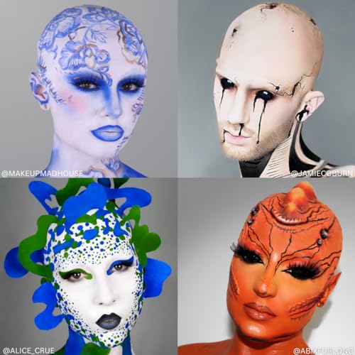 Makeup Premium Character Kits| Makeup Kits for Halloween & Cosplay| Made in the USA | Complete Makeup Kit | Includes all Makeup, Tools, & Instructions on How to Create the Look | (Bald Cap)