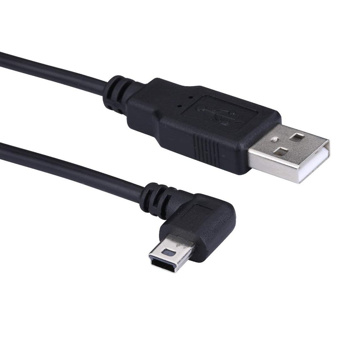 Extra Long 5M USB 2.0 to Mini USB Cable 90 Degree Left Angle Power Supply Charge Cord with 5pc Wiring Clips for Garmin nuvi GPS Car Dash Cam GPS Navigator DVR Camcorder Camera