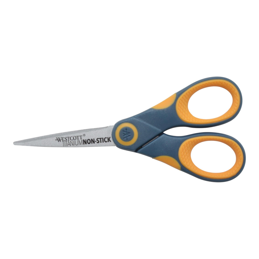 14881 5-Inch Non-Stick Titanium Scissors For Office and Home, Yellow/Gray