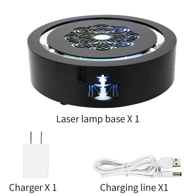 Hookah Laser Light Base Rechargeable battery Lounge Led Base Smoking Shisha Narguile Chicha Colorful Laser Force Field Tray, Black