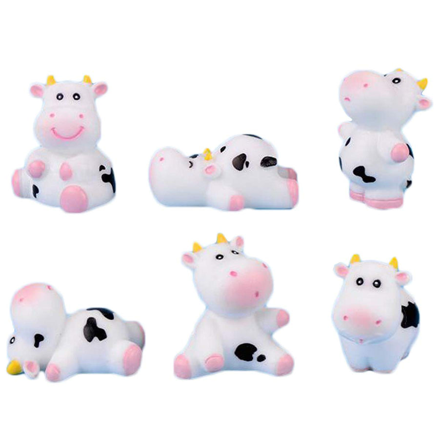 6 Pcs Cute Cow Animals Miniature Figurines, Cow Cake Cupcake Toppers, Miniature Cow Moss Landscape DIY Terrarium Crafts Ornament, Miniature Fairy Garden Decoration