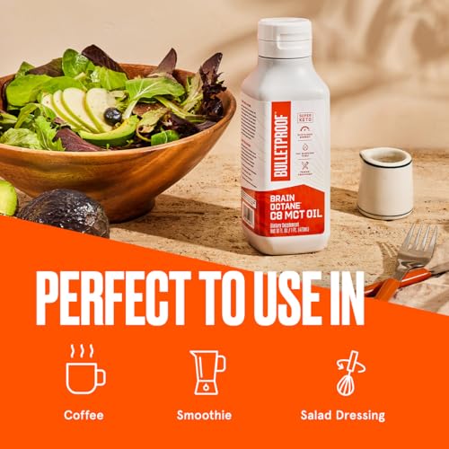 Brain Octane C8 MCT Oil, 16 Ounces, Keto Supplement for Sustained Energy and Fewer Cravings