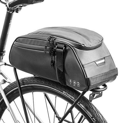 Bike Rack Bag Waterproof Bicycle Trunk Pannier Rear Seat Storage Pack Cycling Cargo Carrier Pouch for Travel City Commuting Daily Work (9735-Black)
